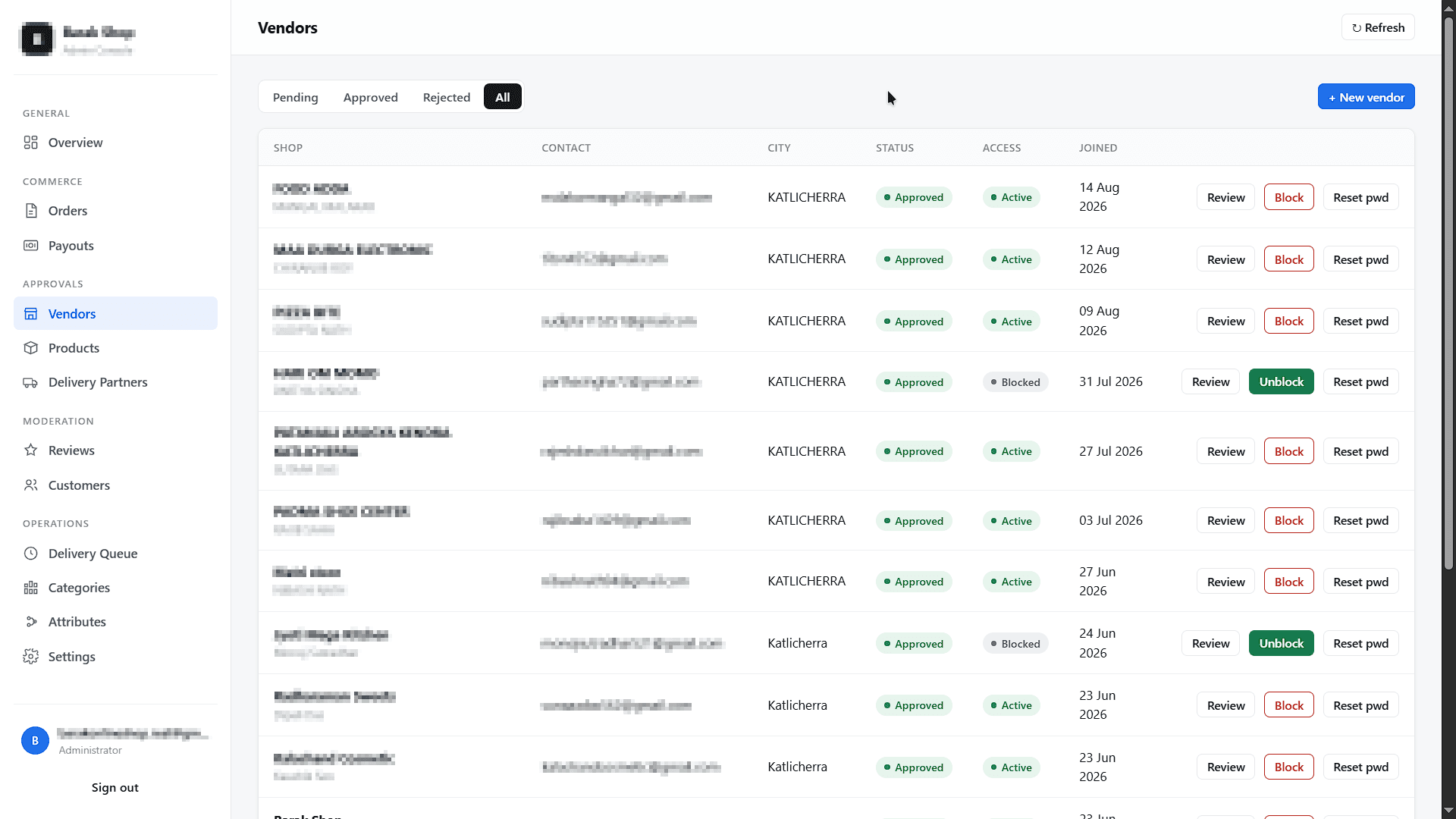 Vendor Approvals & Account Control