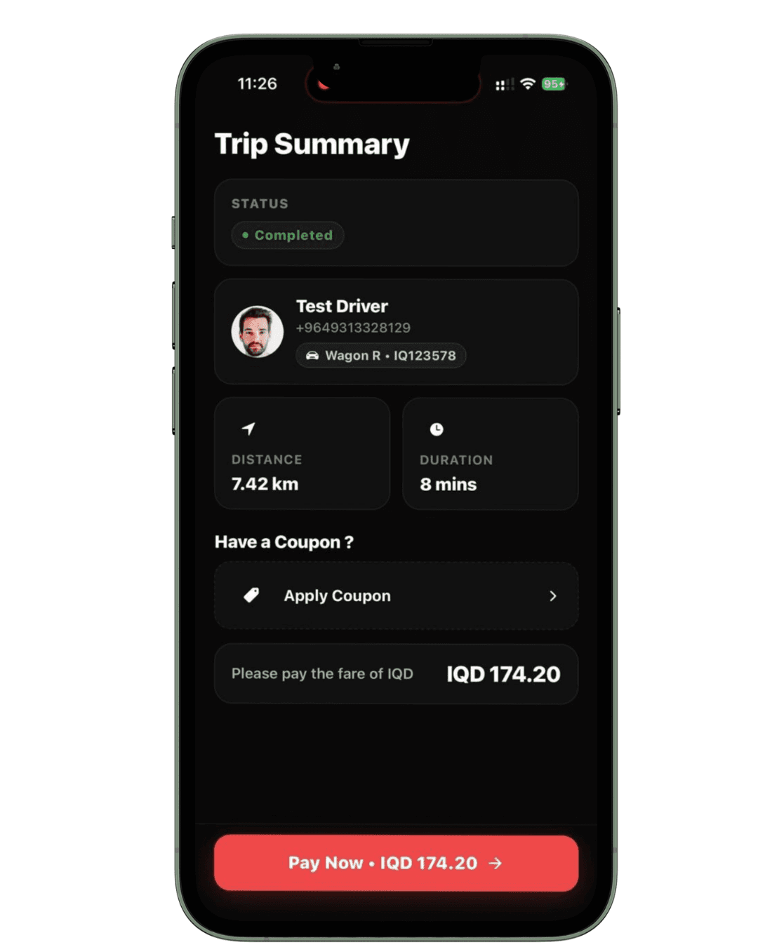 Trip Summary and Payment Screen