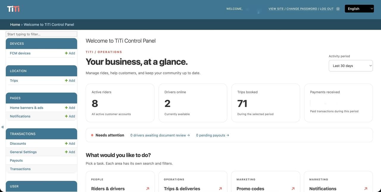 Admin Control Panel & Operations Overview